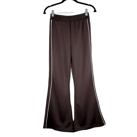 Mirror Me Pants - Mirror Me Brown with White Stripe Athletic Wide Leg Track Pants Size Small
